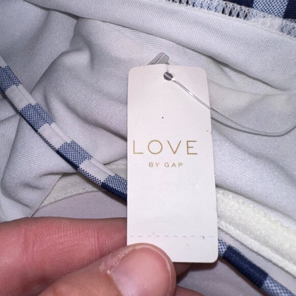 GAP Swimsuit Womens Large Blue White Check Plaid Underwired One Piece Halter NWT - Picture 8 of 12